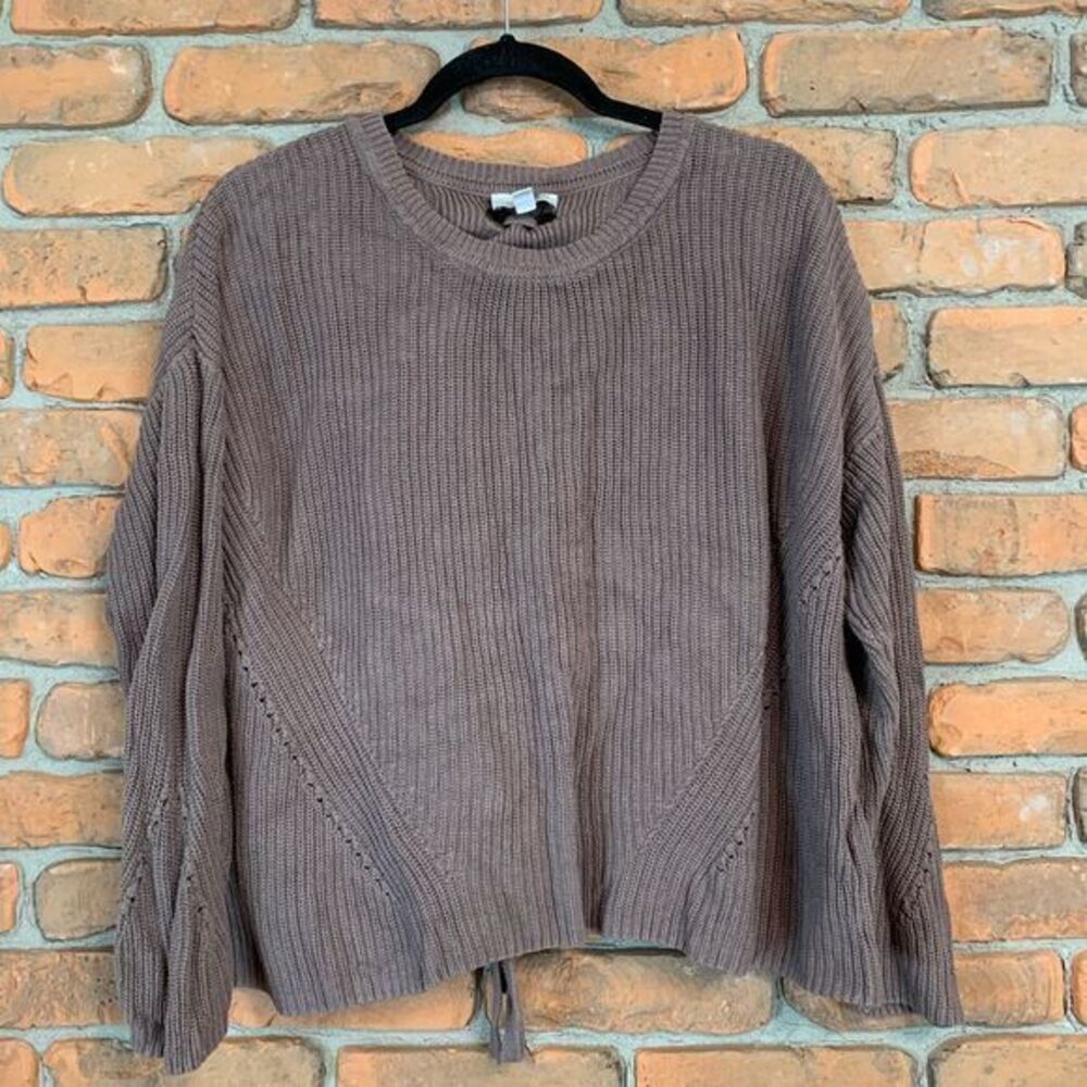 Cozy Brown Knit Crewneck Sweater